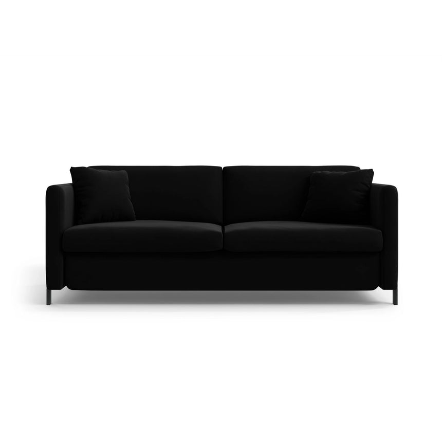 Gloria 2-Sitzer Sofa mit Schlaffunktion, ausklappbar, aus Samt in Schwarz (Salvador 19), 186x102 cm von Micadoni – Bild 1
