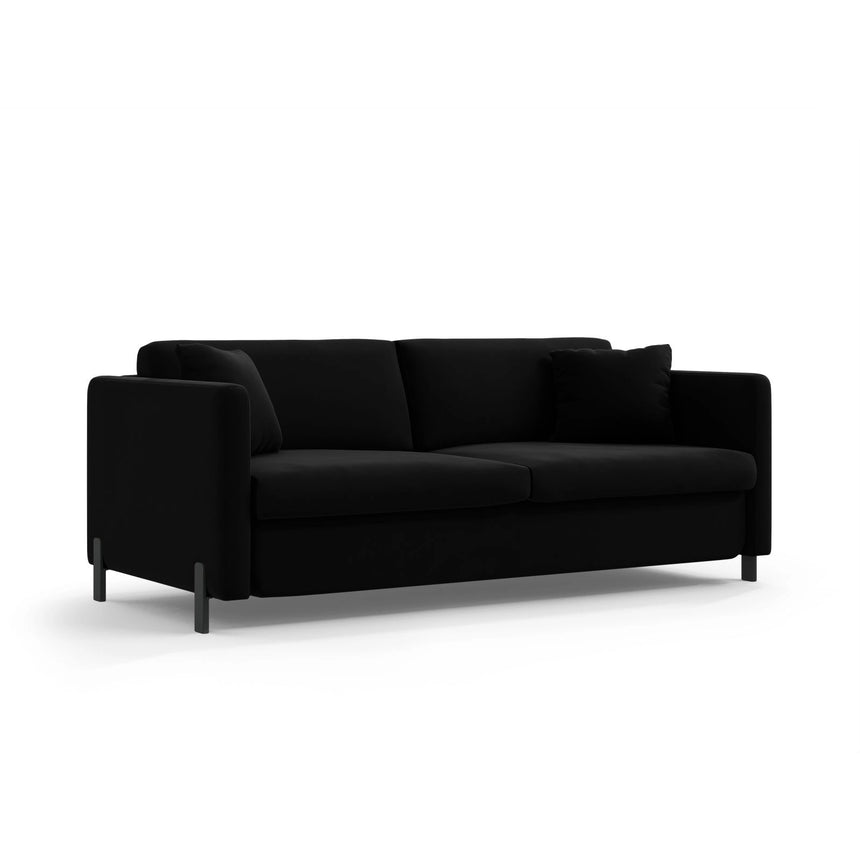 Gloria 2-Sitzer Sofa mit Schlaffunktion, ausklappbar, aus Samt in Schwarz (Salvador 19), 186x102 cm von Micadoni – Bild 2