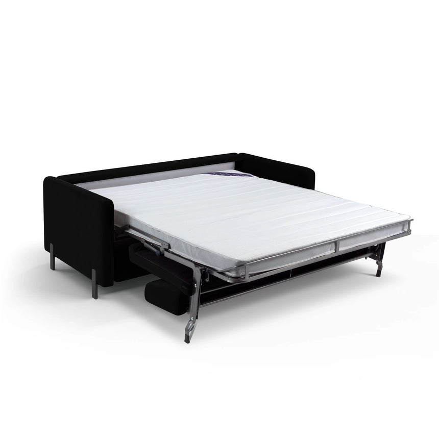 Gloria 2-Sitzer Sofa mit Schlaffunktion, ausklappbar, aus Samt in Schwarz (Salvador 19), 186x102 cm von Micadoni – Bild 5