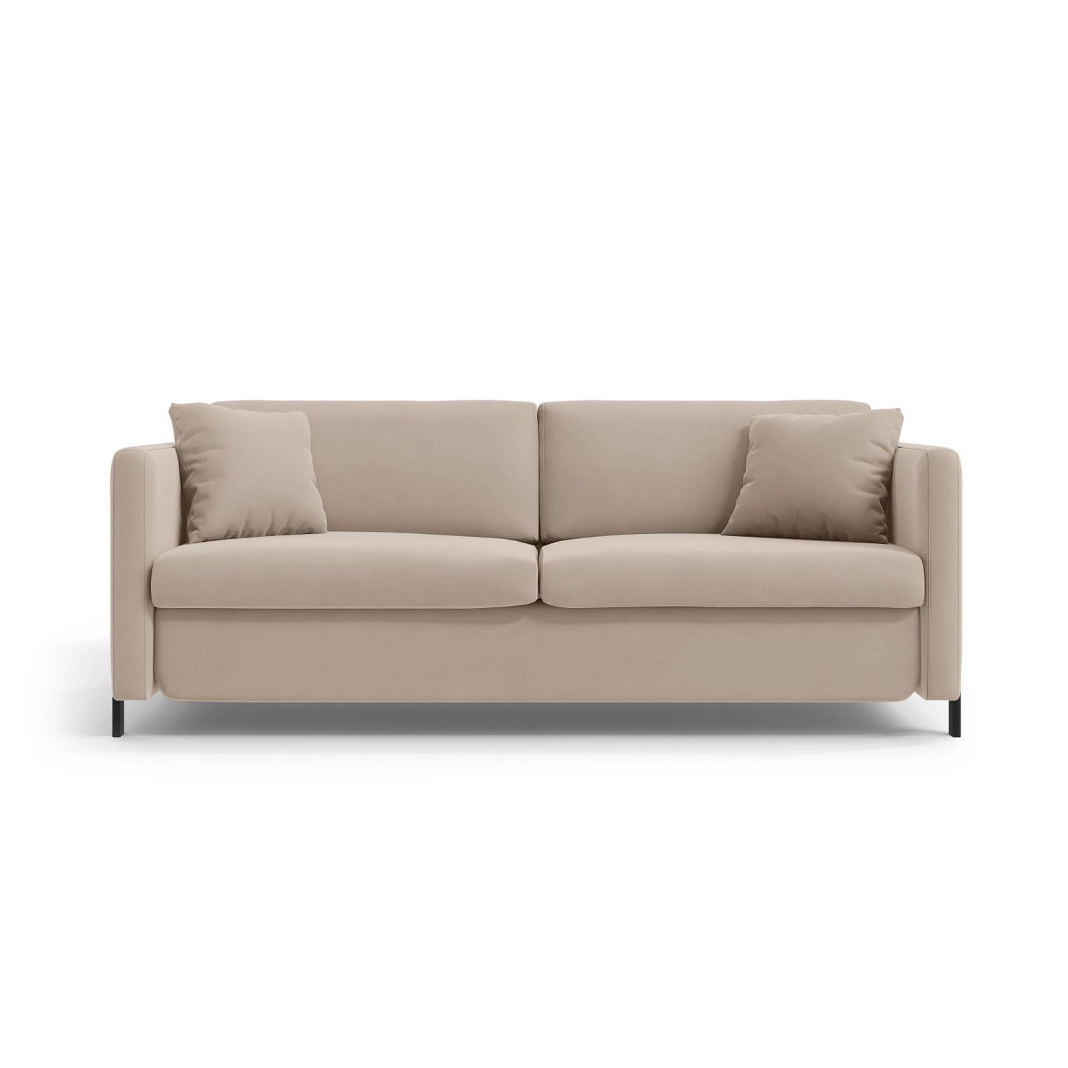 Gloria 3-Sitzer Sofa mit Schlaffunktion, ausklappbar, aus Samt in Beige (Salvador 1), 206x102 cm von Micadoni – Bild 1