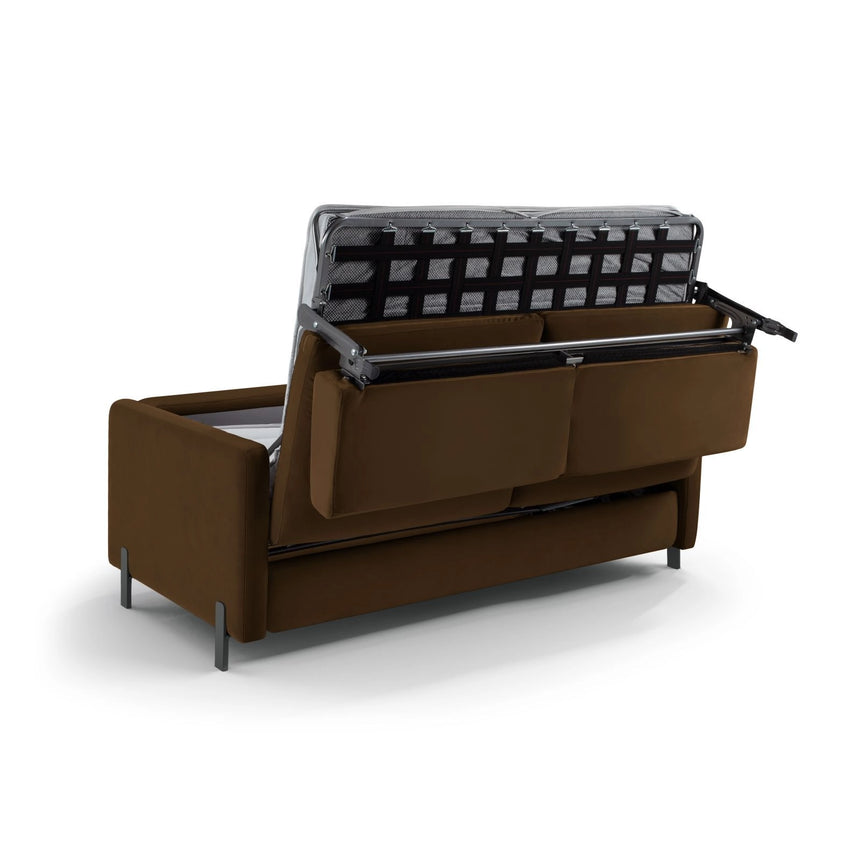 Gloria 3-Sitzer Sofa mit Schlaffunktion, ausklappbar, aus Samt in Chocolate (Salvador 4), 206x102 cm von Micadoni – Bild 4