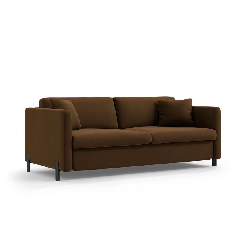 Gloria 3-Sitzer Sofa mit Schlaffunktion, ausklappbar, aus Samt in Chocolate (Salvador 4), 206x102 cm von Micadoni – Bild 5