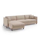 Gloria 4-Sitzer Ecksofa mit Schlaffunktion und Bettkasten, Linke Seite, aus Samt in Beige (Salvador 1), 266x170 cm von Micadoni – Bild 2