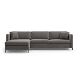 Gloria 4-Sitzer Ecksofa mit Schlaffunktion und Bettkasten, Linke Seite, aus Samt in Grau (Salvador 17), 266x170 cm von Micadoni – Bild 1