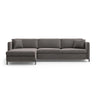 Gloria 4-Sitzer Ecksofa mit Schlaffunktion und Bettkasten, Linke Seite, aus Samt in Grau (Salvador 17), 266x170 cm von Micadoni – Bild 1