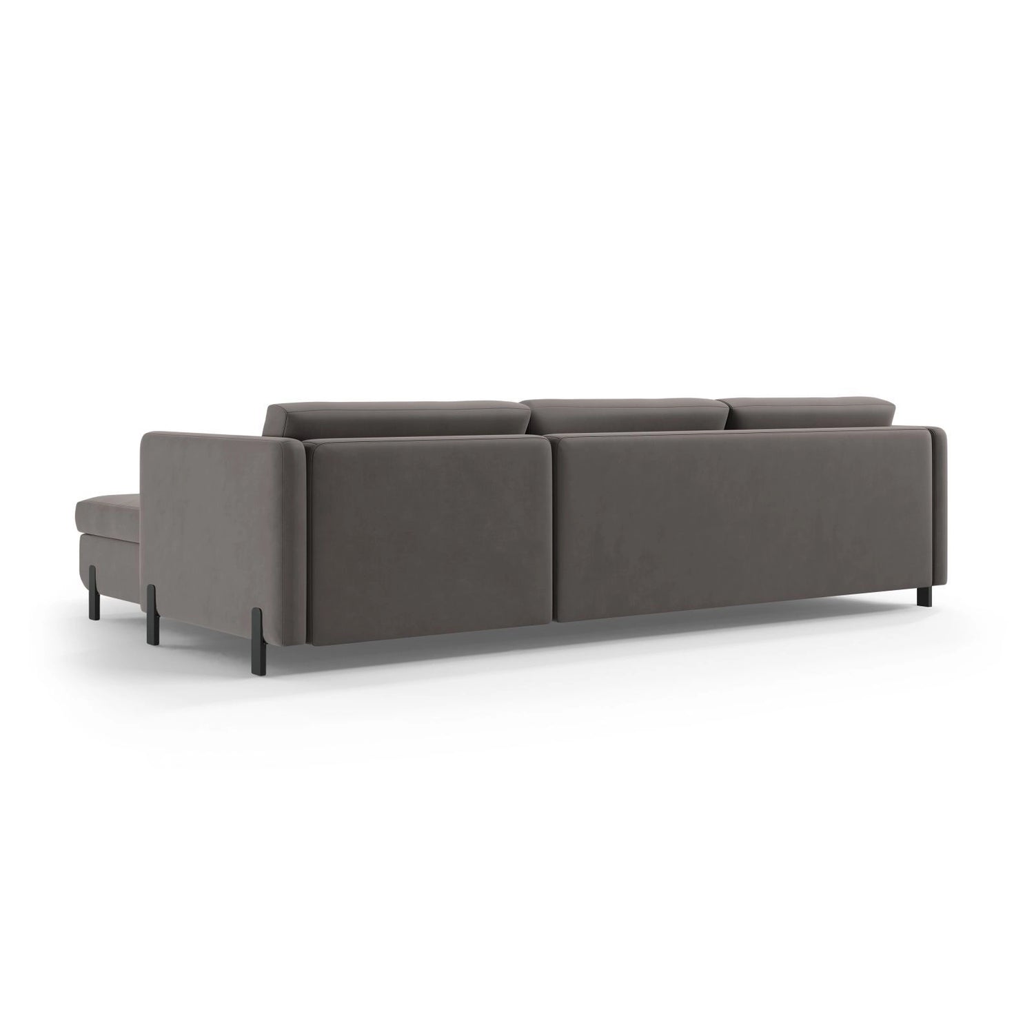 Gloria 4-Sitzer Ecksofa mit Schlaffunktion und Bettkasten, Linke Seite, aus Samt in Grau (Salvador 17), 266x170 cm von Micadoni – Bild 4