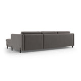 Gloria 4-Sitzer Ecksofa mit Schlaffunktion und Bettkasten, Linke Seite, aus Samt in Grau (Salvador 17), 266x170 cm von Micadoni – Bild 4