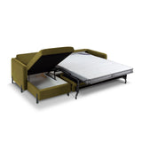 Gloria 4-Sitzer Ecksofa mit Schlaffunktion und Bettkasten, Linke Seite, aus Samt in Grün (Salvador 8), 266x170 cm von Micadoni – Bild 5