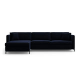 Gloria 4-Sitzer Ecksofa mit Schlaffunktion und Bettkasten, Linke Seite, aus Samt in Königsblau (Salvador 5), 266x170 cm von Micadoni – Bild 1