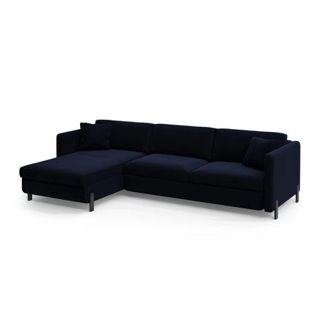 Gloria 4-Sitzer Ecksofa mit Schlaffunktion und Bettkasten, Linke Seite, aus Samt in Königsblau (Salvador 5), 266x170 cm von Micadoni – Bild 3