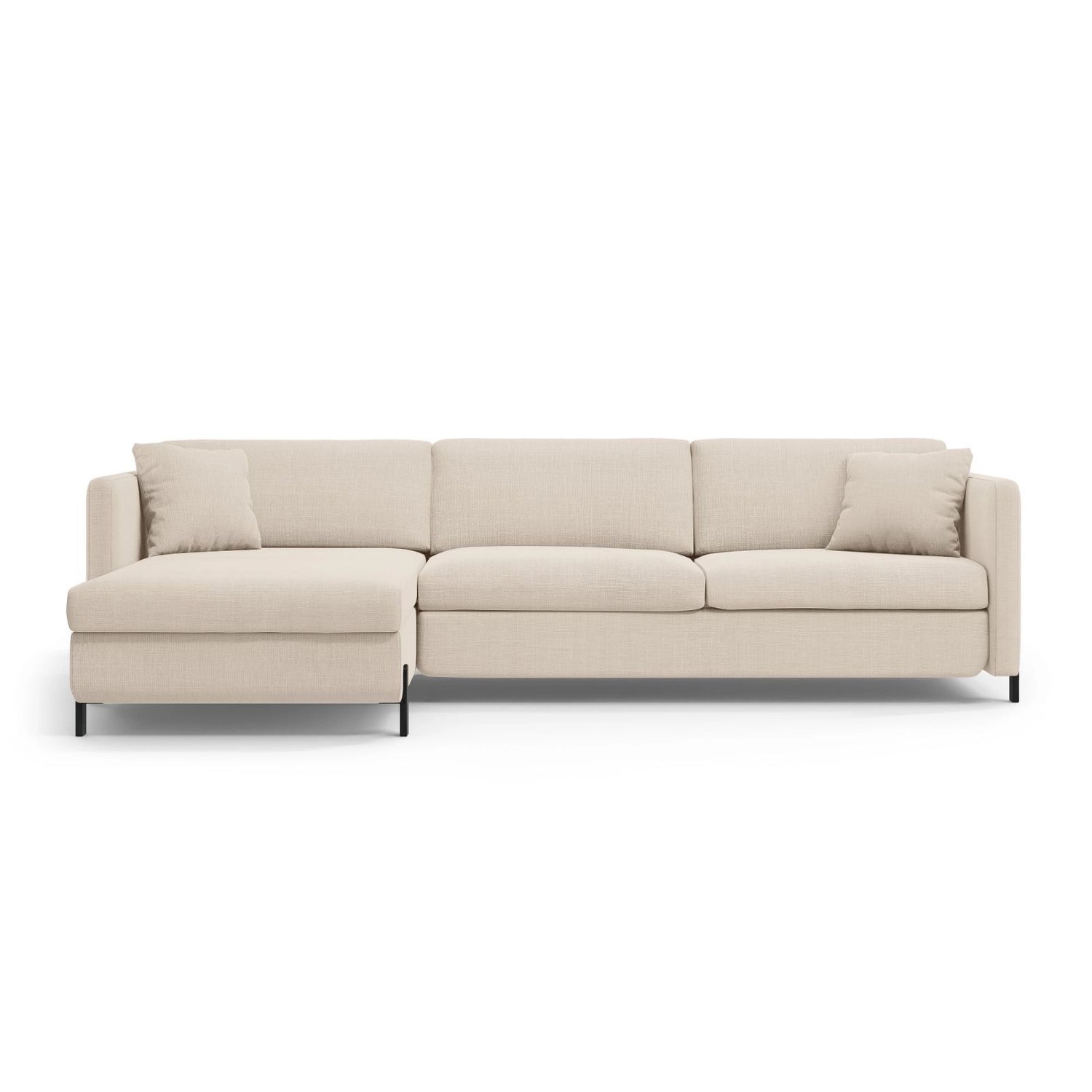 Gloria 4-Sitzer Ecksofa mit Schlaffunktion und Bettkasten, Linke Seite, aus Samt oder Strukturstoff, 266x170 cm von Micadoni – Bild 1