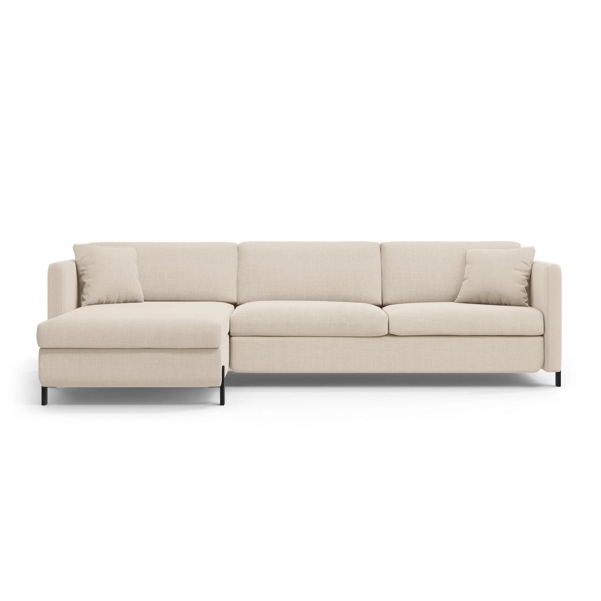 Gloria 4-Sitzer Ecksofa mit Schlaffunktion und Bettkasten, Linke Seite, aus Samt oder Strukturstoff, 266x170 cm von Micadoni – Bild 1