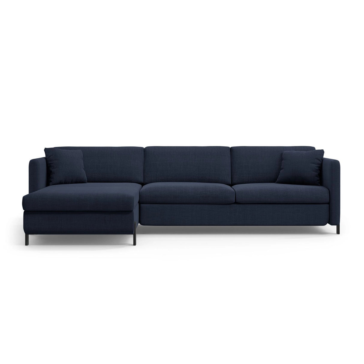 Gloria 4-Sitzer Ecksofa mit Schlaffunktion und Bettkasten, Linke Seite, aus Strukturierter Stoff in Blau (Bjorn 86), 266x170 cm von Micadoni – Bild 1