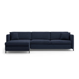 Gloria 4-Sitzer Ecksofa mit Schlaffunktion und Bettkasten, Linke Seite, aus Strukturierter Stoff in Blau (Bjorn 86), 266x170 cm von Micadoni – Bild 1