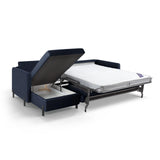 Gloria 4-Sitzer Ecksofa mit Schlaffunktion und Bettkasten, Linke Seite, aus Strukturierter Stoff in Blau (Bjorn 86), 266x170 cm von Micadoni – Bild 5