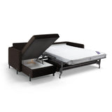 Gloria 4-Sitzer Ecksofa mit Schlaffunktion und Bettkasten, Linke Seite, aus Strukturierter Stoff in Dunkelgrau (Bjorn 16), 266x170 cm von Micadoni – Bild 5