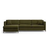 Gloria 4-Sitzer Ecksofa mit Schlaffunktion und Bettkasten, Linke Seite, aus Strukturierter Stoff in Grün (Bjorn 77), 266x170 cm von Micadoni – Bild 1