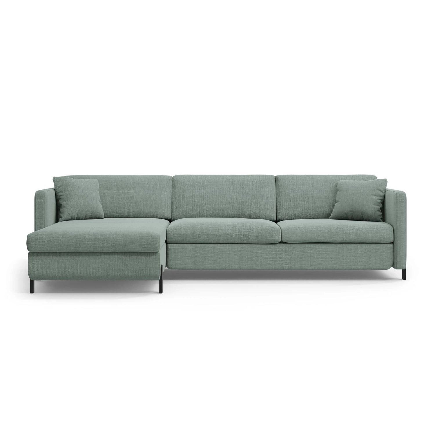 Gloria 4-Sitzer Ecksofa mit Schlaffunktion und Bettkasten, Linke Seite, aus Strukturierter Stoff in Mint (Bjorn 71), 266x170 cm von Micadoni – Bild 1