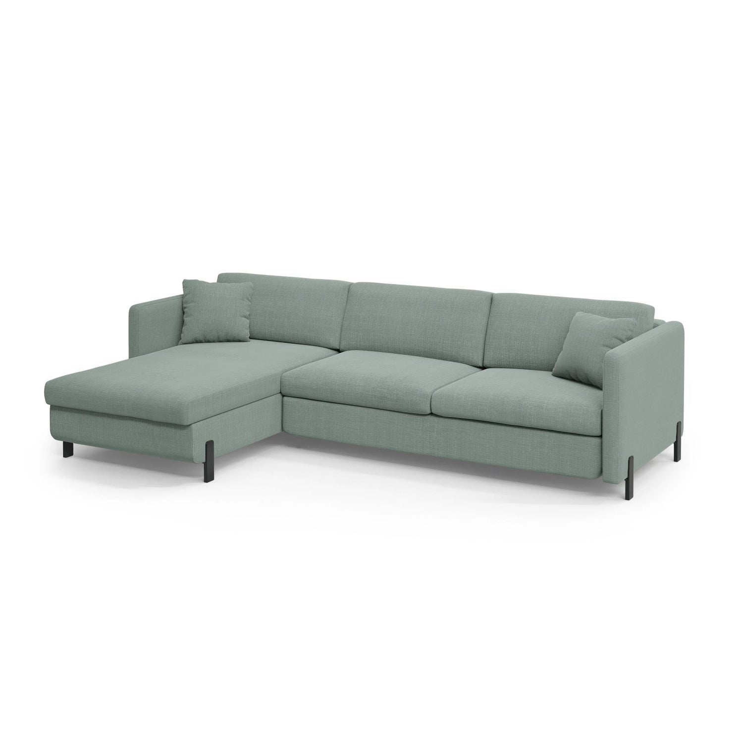 Gloria 4-Sitzer Ecksofa mit Schlaffunktion und Bettkasten, Linke Seite, aus Strukturierter Stoff in Mint (Bjorn 71), 266x170 cm von Micadoni – Bild 3