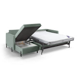 Gloria 4-Sitzer Ecksofa mit Schlaffunktion und Bettkasten, Linke Seite, aus Strukturierter Stoff in Mint (Bjorn 71), 266x170 cm von Micadoni – Bild 5