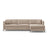 Gloria 4-Sitzer Ecksofa mit Schlaffunktion und Bettkasten, Rechte Seite, aus Samt in Beige (Salvador 1), 266x170 cm von Micadoni – Bild 1