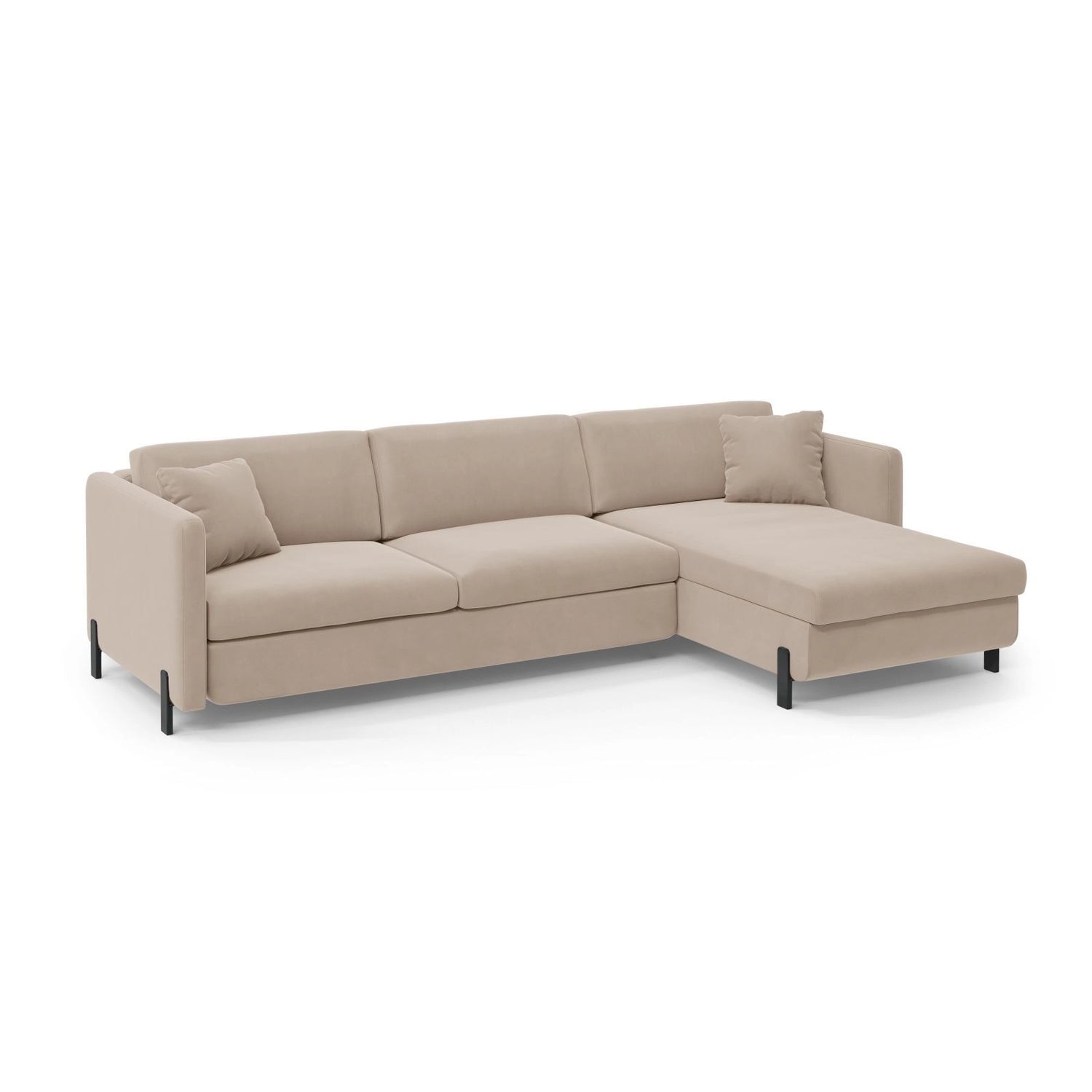 Gloria 4-Sitzer Ecksofa mit Schlaffunktion und Bettkasten, Rechte Seite, aus Samt in Beige (Salvador 1), 266x170 cm von Micadoni – Bild 3