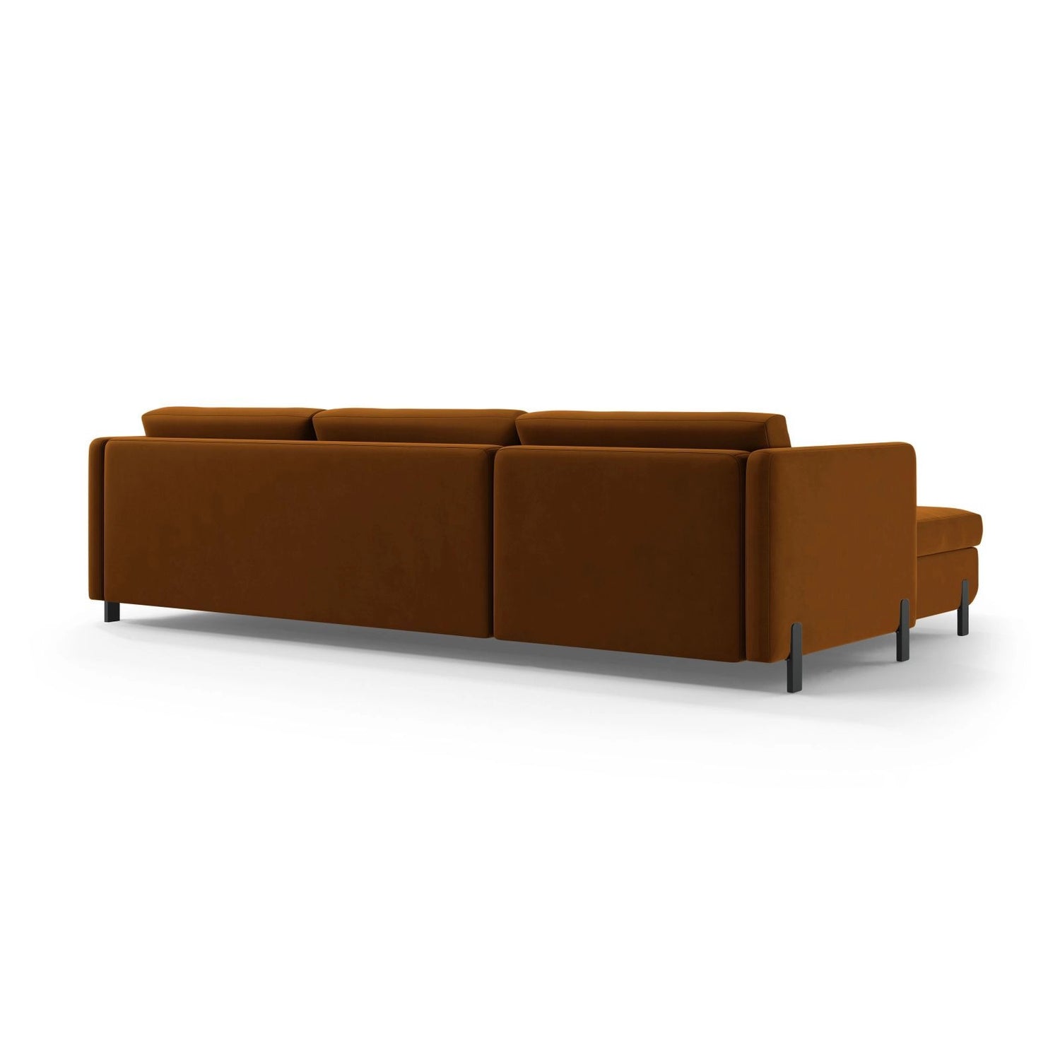 Gloria 4-Sitzer Ecksofa mit Schlaffunktion und Bettkasten, Rechte Seite, aus Samt in Braun (Salvador 15), 266x170 cm von Micadoni – Bild 4