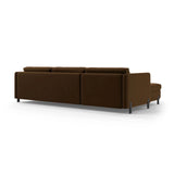 Gloria 4-Sitzer Ecksofa mit Schlaffunktion und Bettkasten, Rechte Seite, aus Samt in Chocolate (Salvador 4), 266x170 cm von Micadoni – Bild 4