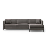 Gloria 4-Sitzer Ecksofa mit Schlaffunktion und Bettkasten, Rechte Seite, aus Samt in Grau (Salvador 17), 266x170 cm von Micadoni – Bild 1