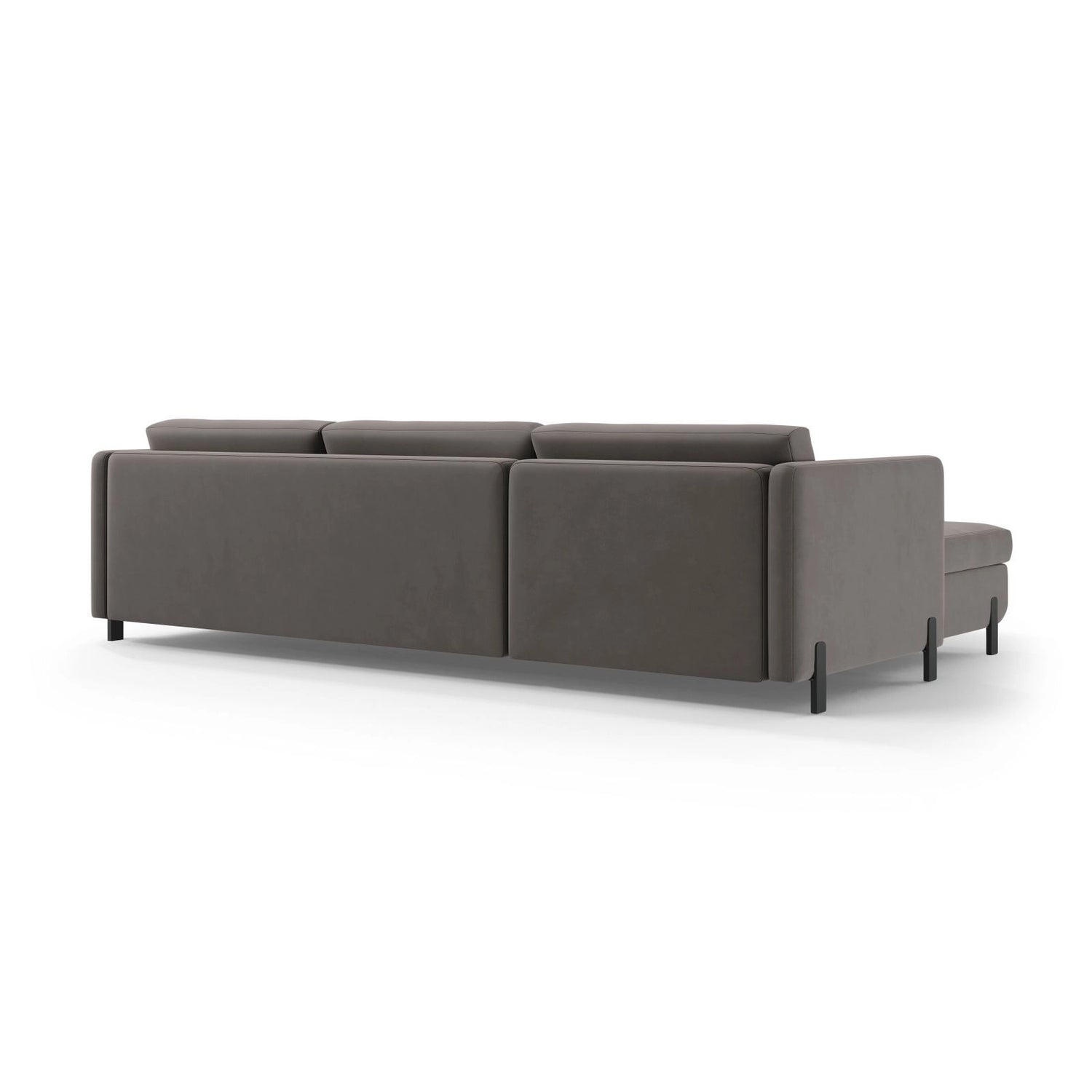 Gloria 4-Sitzer Ecksofa mit Schlaffunktion und Bettkasten, Rechte Seite, aus Samt in Grau (Salvador 17), 266x170 cm von Micadoni – Bild 4