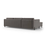 Gloria 4-Sitzer Ecksofa mit Schlaffunktion und Bettkasten, Rechte Seite, aus Samt in Grau (Salvador 17), 266x170 cm von Micadoni – Bild 4