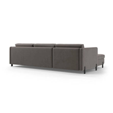 Gloria 4-Sitzer Ecksofa mit Schlaffunktion und Bettkasten, Rechte Seite, aus Samt in Grau (Salvador 17), 266x170 cm von Micadoni – Bild 4