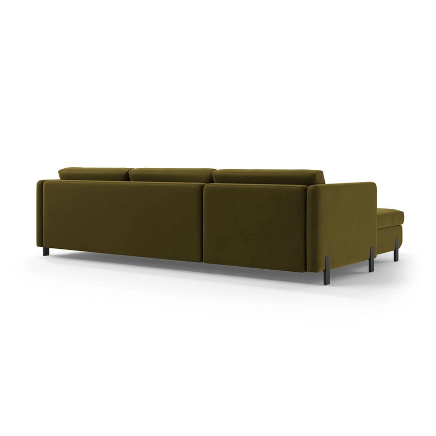 Gloria 4-Sitzer Ecksofa mit Schlaffunktion und Bettkasten, Rechte Seite, aus Samt in Grün (Salvador 8), 266x170 cm von Micadoni – Bild 4