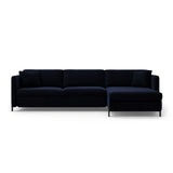 Gloria 4-Sitzer Ecksofa mit Schlaffunktion und Bettkasten, Rechte Seite, aus Samt in Königsblau (Salvador 5), 266x170 cm von Micadoni – Bild 1