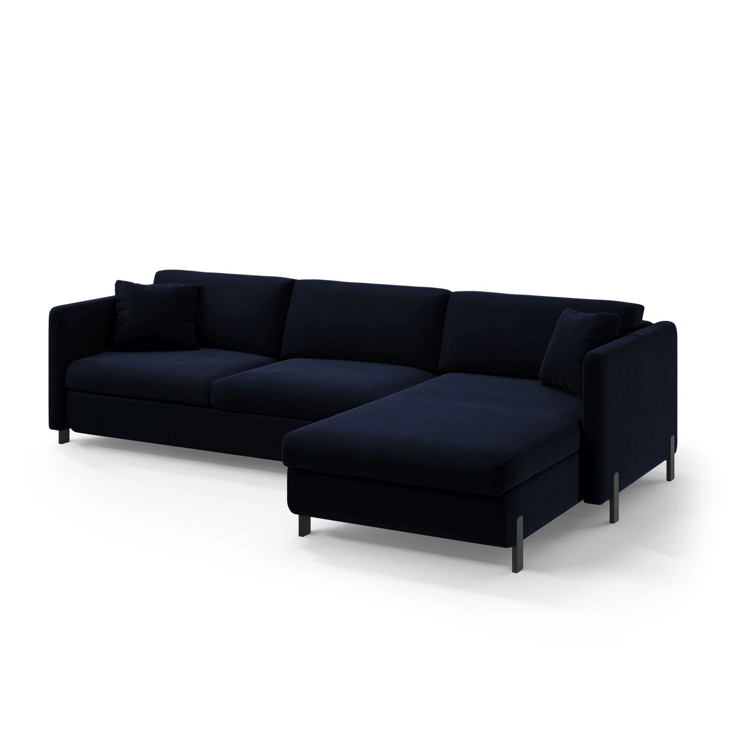 Gloria 4-Sitzer Ecksofa mit Schlaffunktion und Bettkasten, Rechte Seite, aus Samt in Königsblau (Salvador 5), 266x170 cm von Micadoni – Bild 2