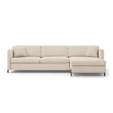 Gloria 4-Sitzer Ecksofa mit Schlaffunktion und Bettkasten, Rechte Seite, aus Samt oder Strukturstoff, 266x170 cm von Micadoni – Bild 1