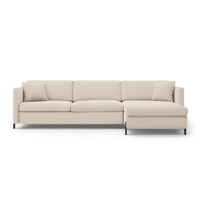 Gloria 4-Sitzer Ecksofa mit Schlaffunktion und Bettkasten, Rechte Seite, aus Samt oder Strukturstoff, 266x170 cm von Micadoni – Bild 1