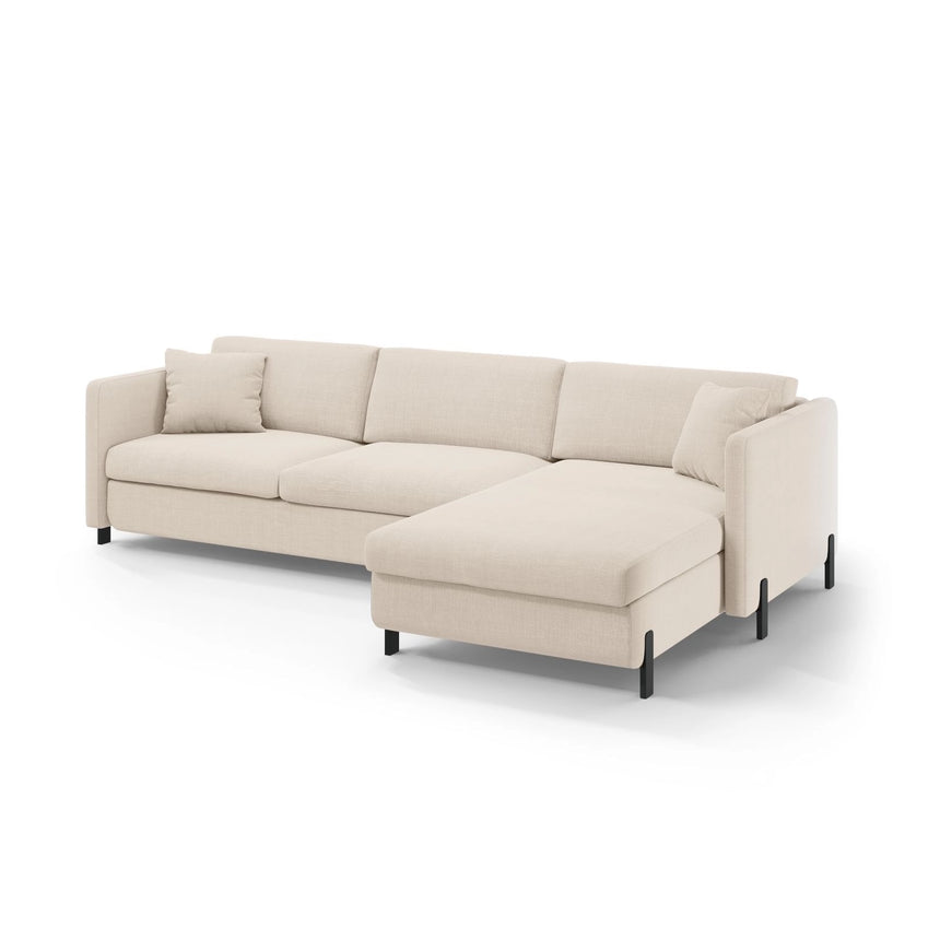 Gloria 4-Sitzer Ecksofa mit Schlaffunktion und Bettkasten, Rechte Seite, aus Samt oder Strukturstoff, 266x170 cm von Micadoni – Bild 2