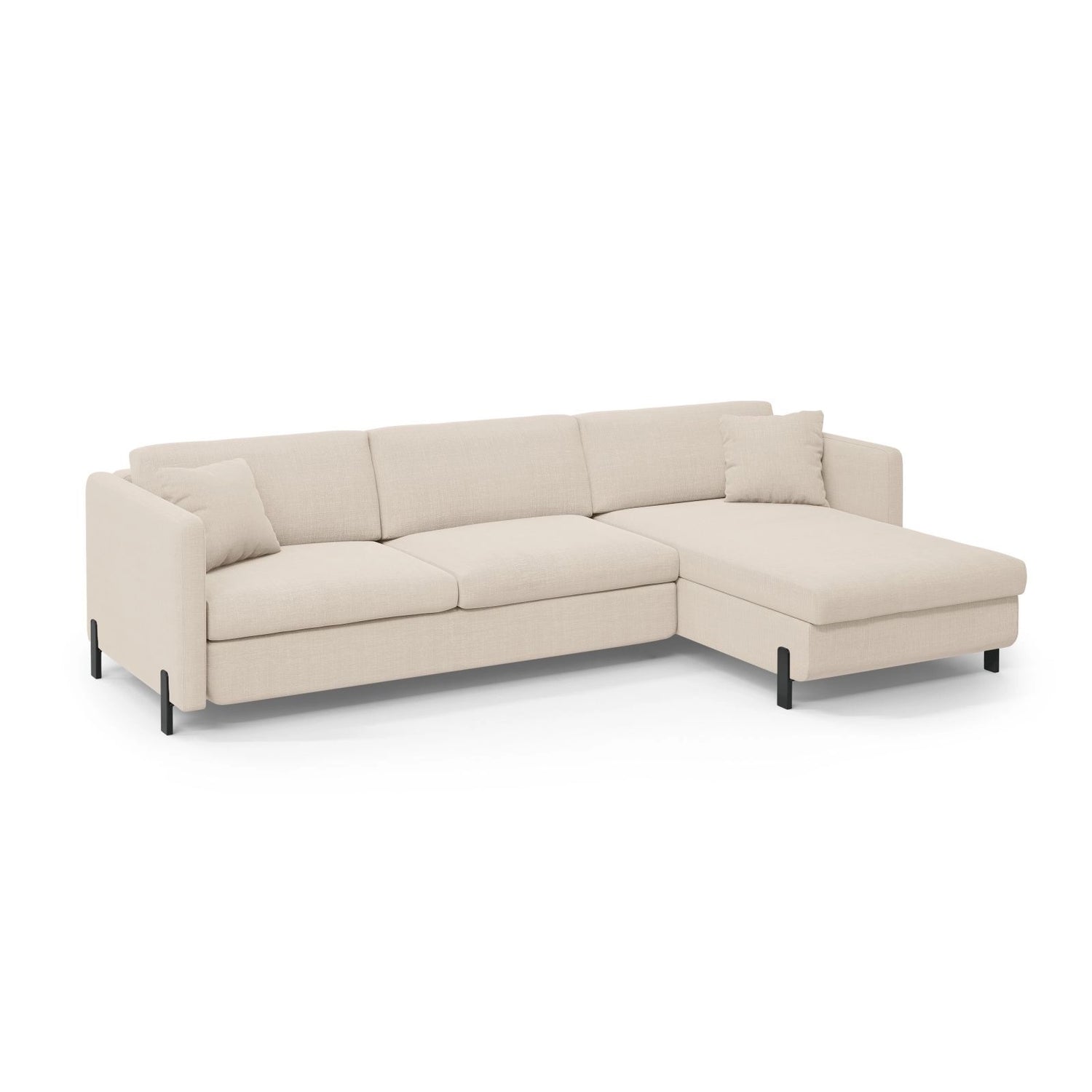 Gloria 4-Sitzer Ecksofa mit Schlaffunktion und Bettkasten, Rechte Seite, aus Samt oder Strukturstoff, 266x170 cm von Micadoni – Bild 3