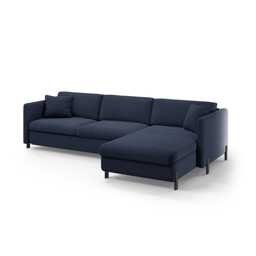 Gloria 4-Sitzer Ecksofa mit Schlaffunktion und Bettkasten, Rechte Seite, aus Strukturierter Stoff in Blau (Bjorn 86), 266x170 cm von Micadoni – Bild 2