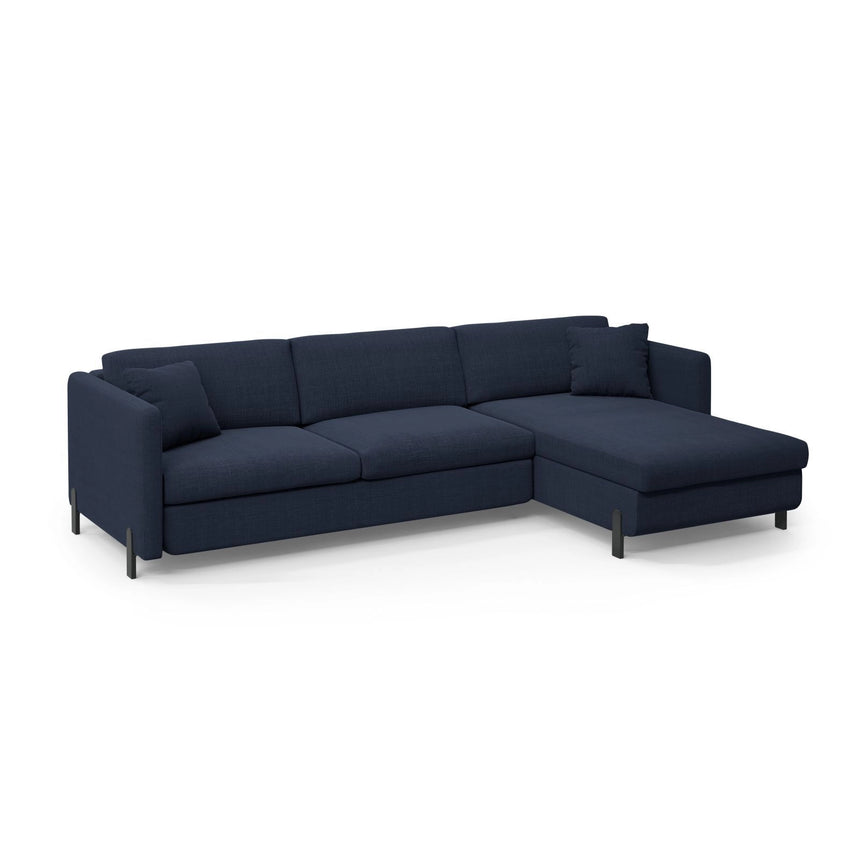 Gloria 4-Sitzer Ecksofa mit Schlaffunktion und Bettkasten, Rechte Seite, aus Strukturierter Stoff in Blau (Bjorn 86), 266x170 cm von Micadoni – Bild 3