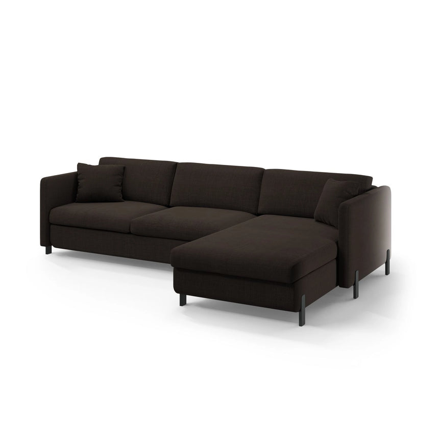 Gloria 4-Sitzer Ecksofa mit Schlaffunktion und Bettkasten, Rechte Seite, aus Strukturierter Stoff in Dunkelgrau (Bjorn 16), 266x170 cm von Micadoni – Bild 2