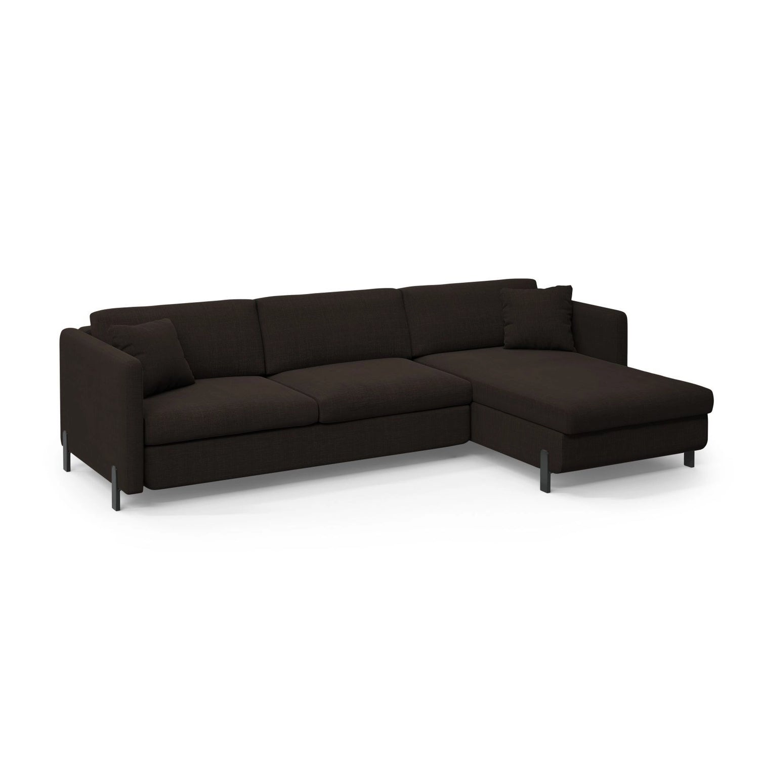Gloria 4-Sitzer Ecksofa mit Schlaffunktion und Bettkasten, Rechte Seite, aus Strukturierter Stoff in Dunkelgrau (Bjorn 16), 266x170 cm von Micadoni – Bild 3