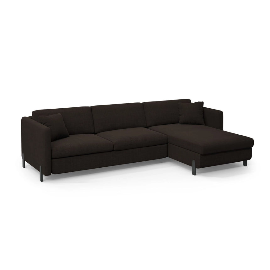 Gloria 4-Sitzer Ecksofa mit Schlaffunktion und Bettkasten, Rechte Seite, aus Strukturierter Stoff in Dunkelgrau (Bjorn 16), 266x170 cm von Micadoni – Bild 3