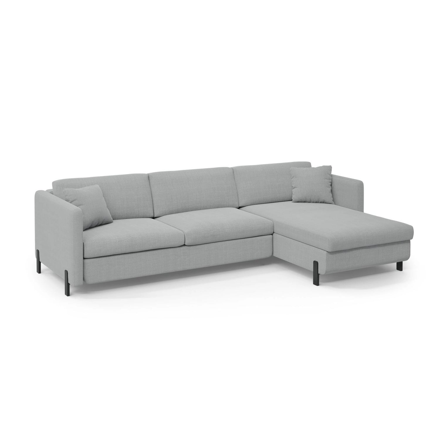 Gloria 4-Sitzer Ecksofa mit Schlaffunktion und Bettkasten, Rechte Seite, aus Strukturierter Stoff in Hellgrau (Bjorn 06), 266x170 cm von Micadoni – Bild 3