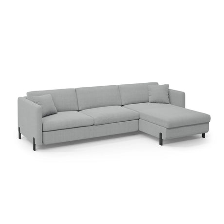Gloria 4-Sitzer Ecksofa mit Schlaffunktion und Bettkasten, Rechte Seite, aus Strukturierter Stoff in Hellgrau (Bjorn 06), 266x170 cm von Micadoni – Bild 3