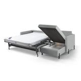 Gloria 4-Sitzer Ecksofa mit Schlaffunktion und Bettkasten, Rechte Seite, aus Strukturierter Stoff in Hellgrau (Bjorn 06), 266x170 cm von Micadoni – Bild 5