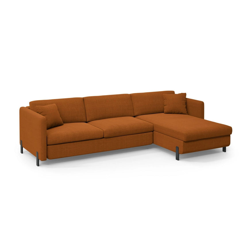 Gloria 4-Sitzer Ecksofa mit Schlaffunktion und Bettkasten, Rechte Seite, aus Strukturierter Stoff in Ziegel (Bjorn 42), 266x170 cm von Micadoni – Bild 3