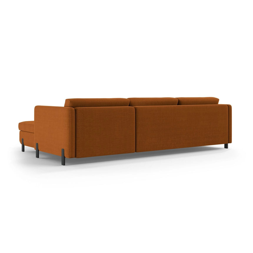Gloria 4-Sitzer Ecksofa mit Schlaffunktion und Bettkasten, Rechte Seite, aus Strukturierter Stoff in Ziegel (Bjorn 42), 266x170 cm von Micadoni – Bild 4