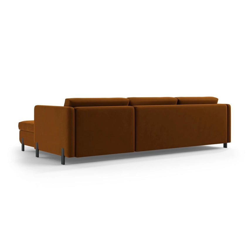 Gloria 5-Sitzer Ecksofa mit Schlaffunktion und Bettkasten, Linke Seite, aus Samt in Braun (Salvador 15), 286x170 cm von Micadoni – Bild 4